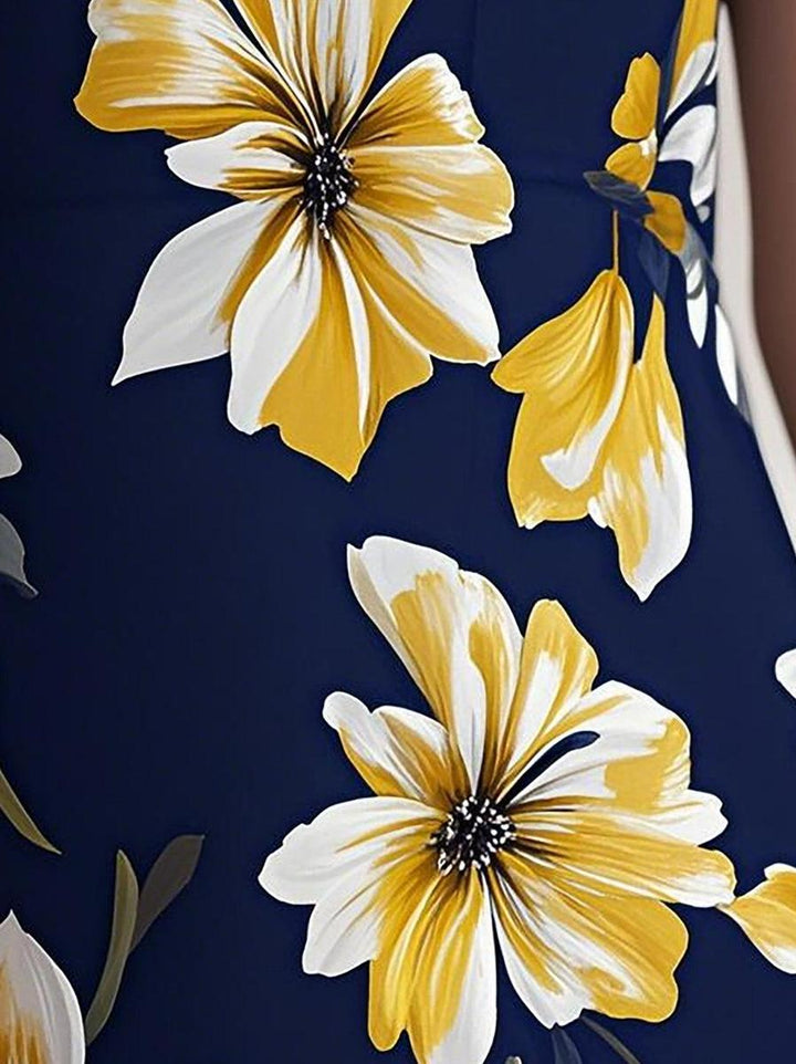 Vestito Maxi Senza Maniche con Stampa Floreale Elegante