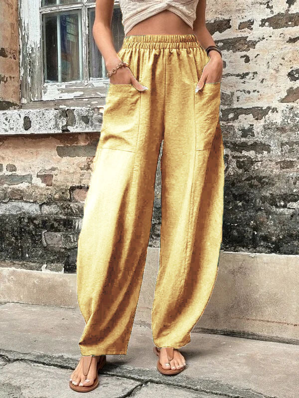 Pantaloni Larghi con Tasche, Elasticizzati – Taglie Comode