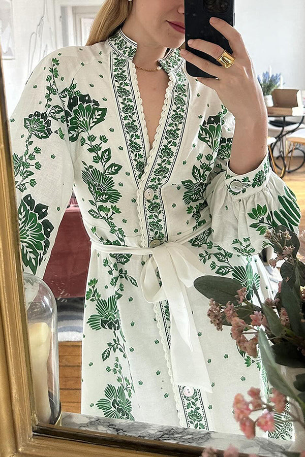 Abito Camicia Lungo con Stampa Unica