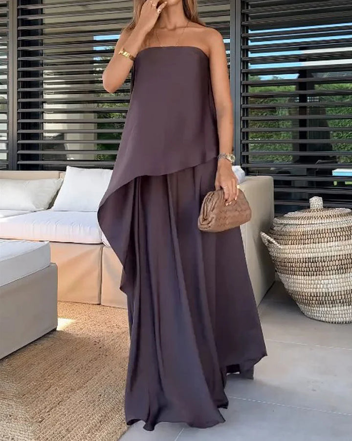 Completo Due Pezzi con Top a Fascia e Gonna Lunga Ampia