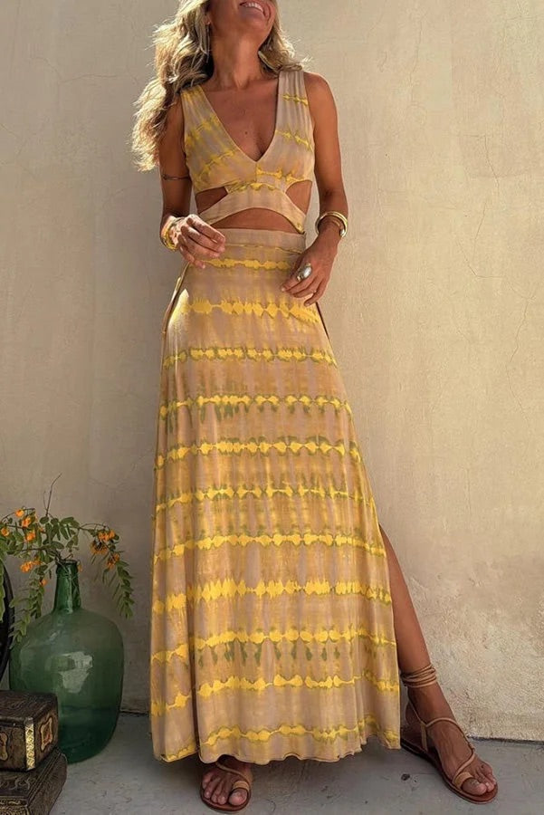 Eleanor – Abito Lungo con Spacco e Dettagli Cut-Out