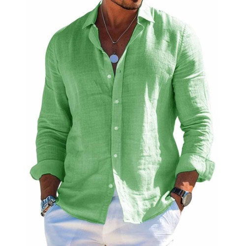 Camicia da Uomo a Maniche Lunghe – Stile Casual e Tinta Unita