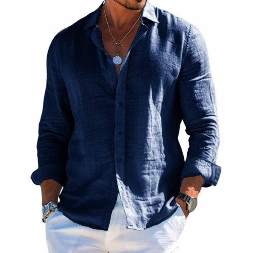 Camicia da Uomo a Maniche Lunghe – Stile Casual e Tinta Unita