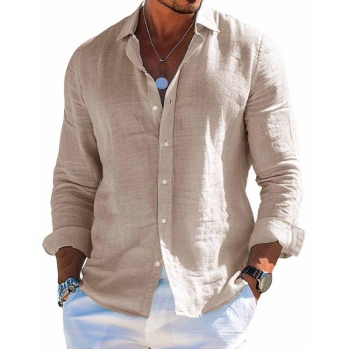 Camicia da Uomo a Maniche Lunghe – Stile Casual e Tinta Unita