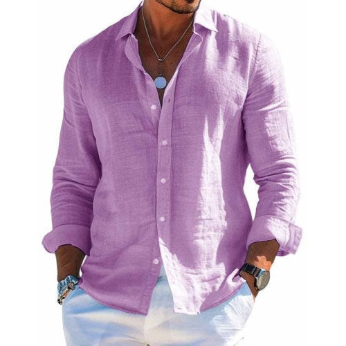 Camicia da Uomo a Maniche Lunghe – Stile Casual e Tinta Unita