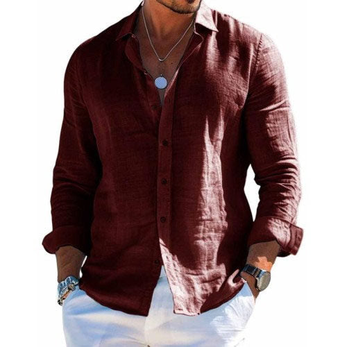 Camicia da Uomo a Maniche Lunghe – Stile Casual e Tinta Unita