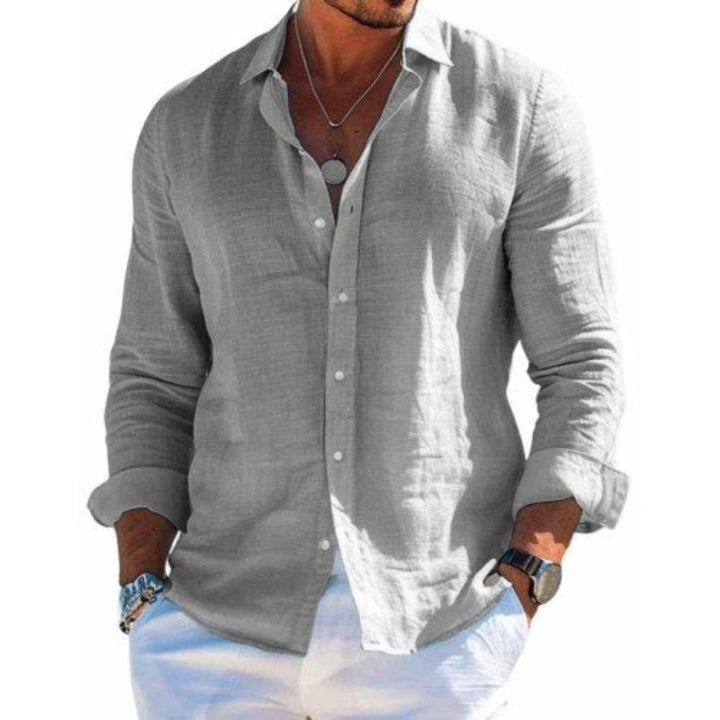 Camicia da Uomo a Maniche Lunghe – Stile Casual e Tinta Unita