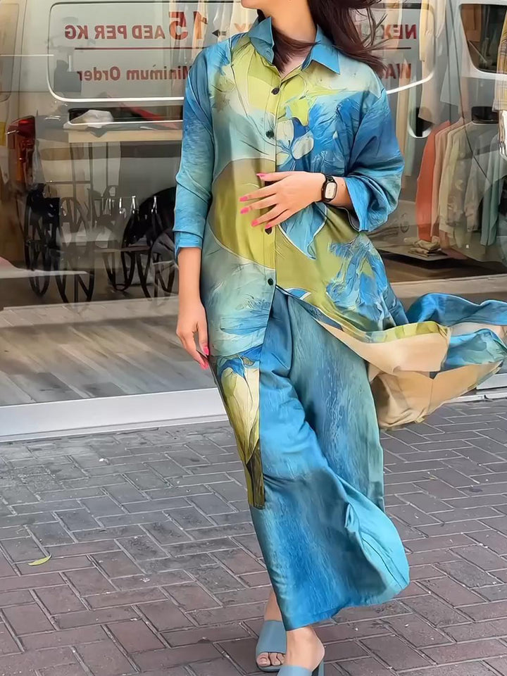 Completo Due Pezzi con Camicia a Stampa e Pantaloni – Stile Casual