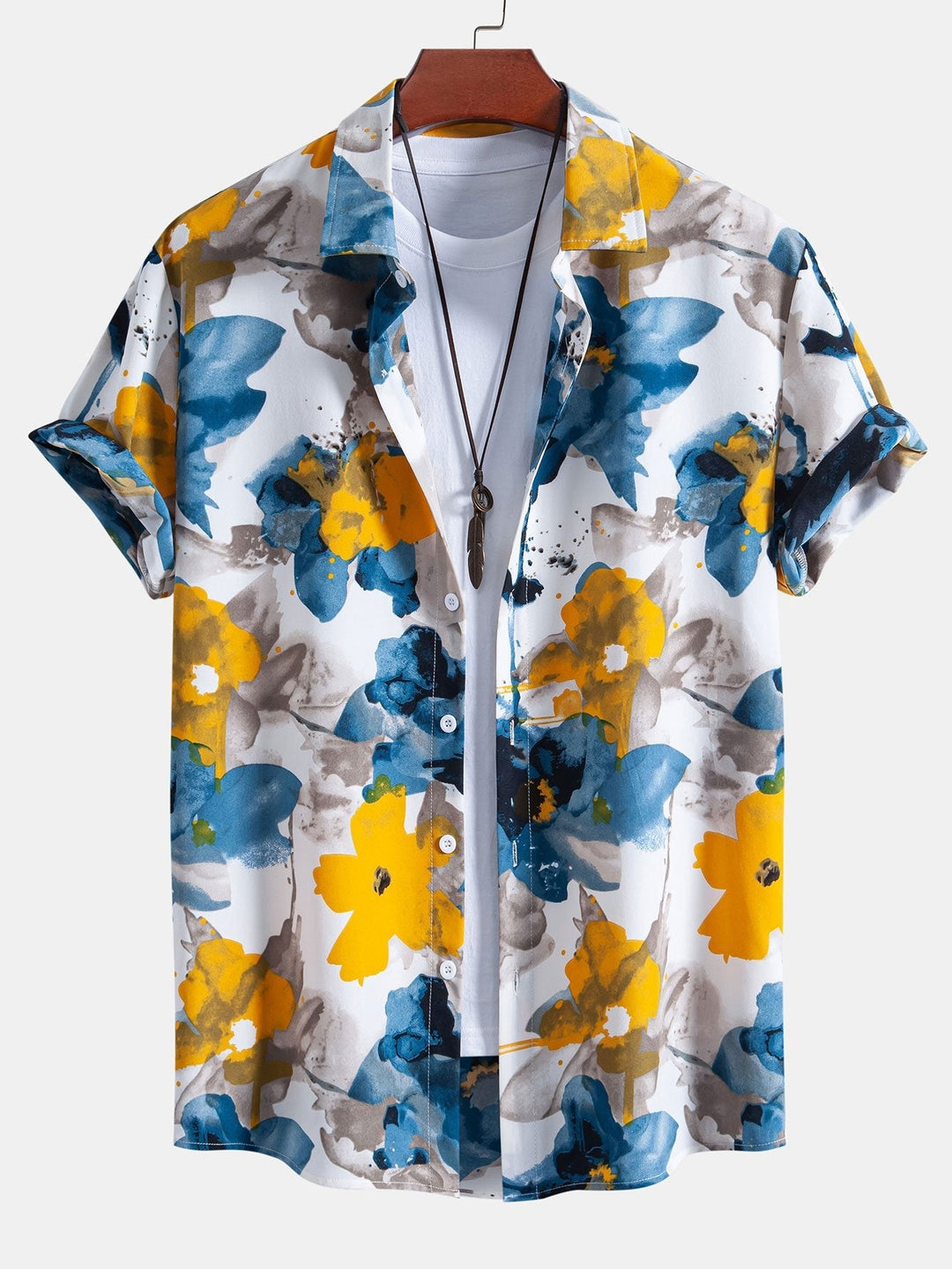 Completo Estivo Floreale Acquerello con Camicia e Pantaloncini