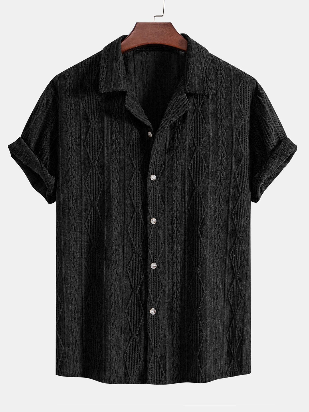 Completo Estivo con Camicia Jacquard Geometrica e Pantaloni in Lino