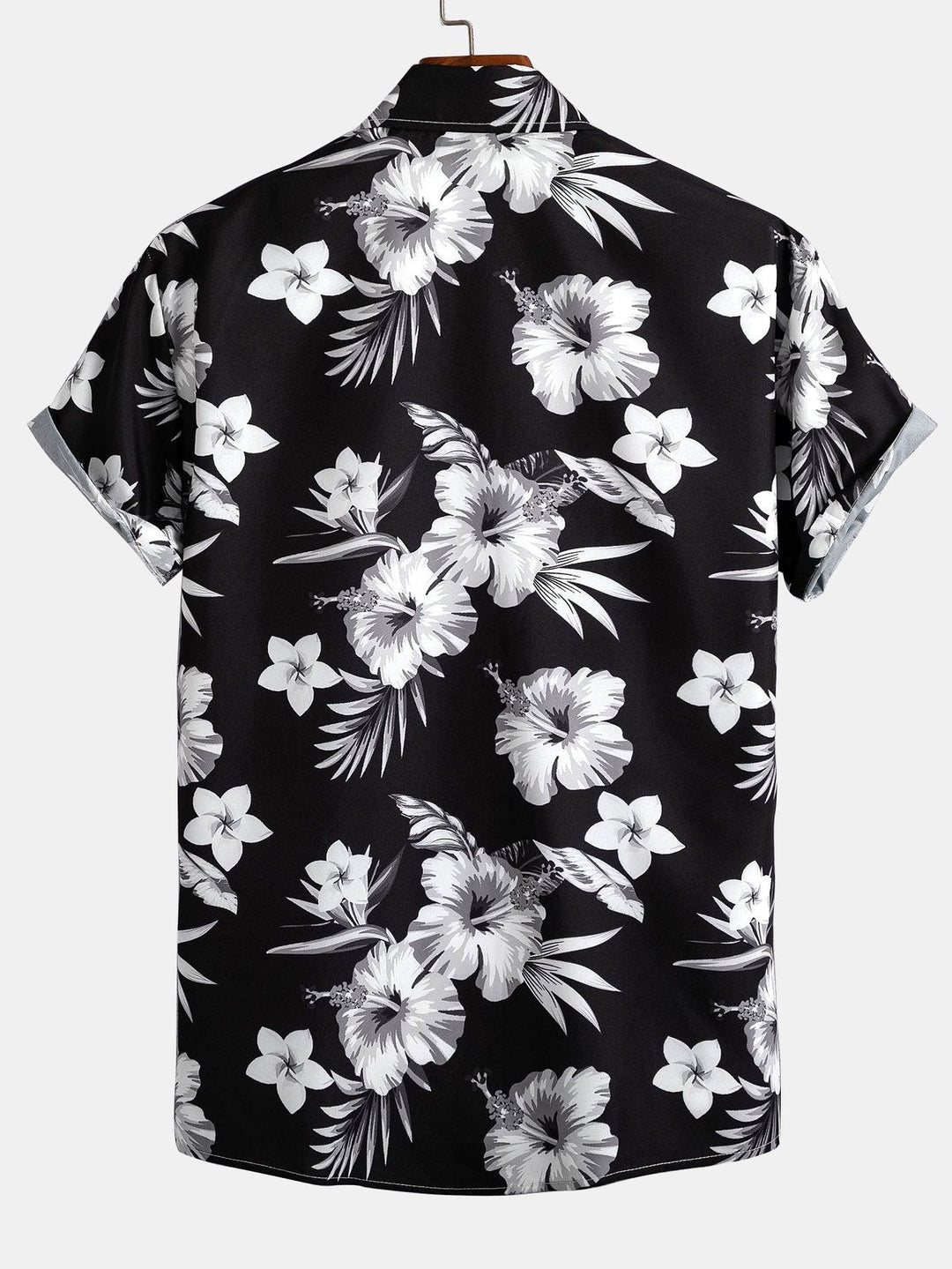 Completo Floreale Tropicale Nero con Camicia e Pantaloncini