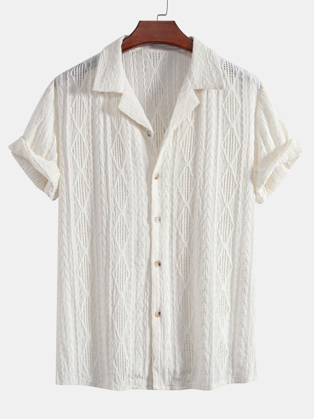 Completo Estivo con Camicia Jacquard Geometrica e Pantaloni in Lino