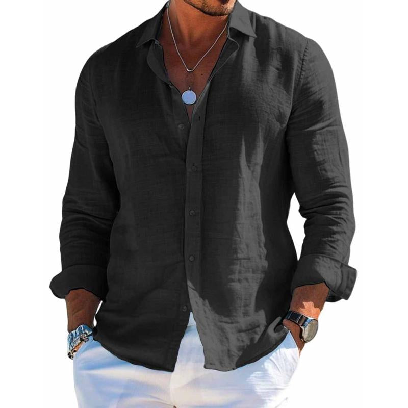 Camicia da Uomo a Maniche Lunghe – Stile Casual e Tinta Unita