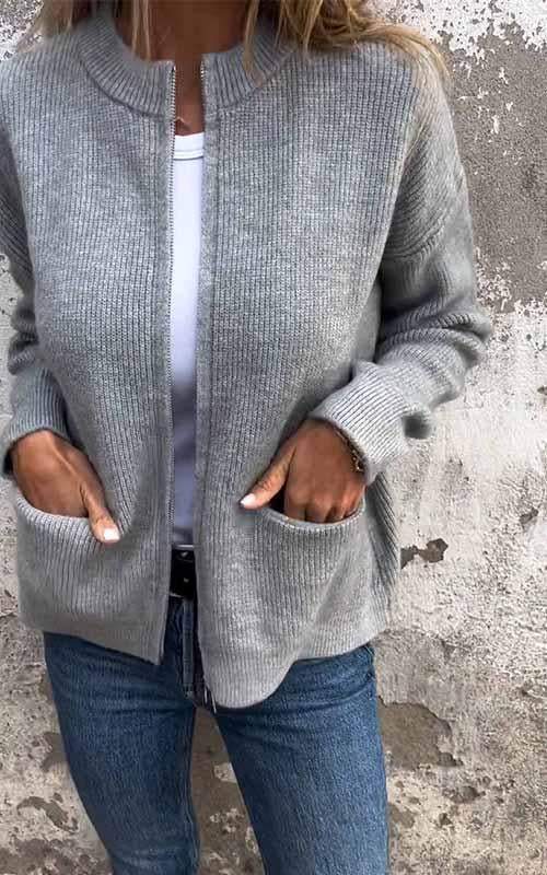 VIANELLA | Cardigan in Maglia Morbido con Zip