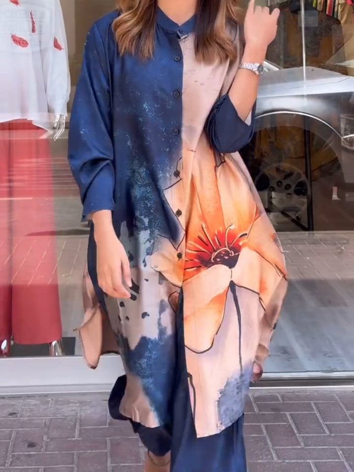 Completo Due Pezzi con Camicia Stampata e Pantaloni – Stile Casual