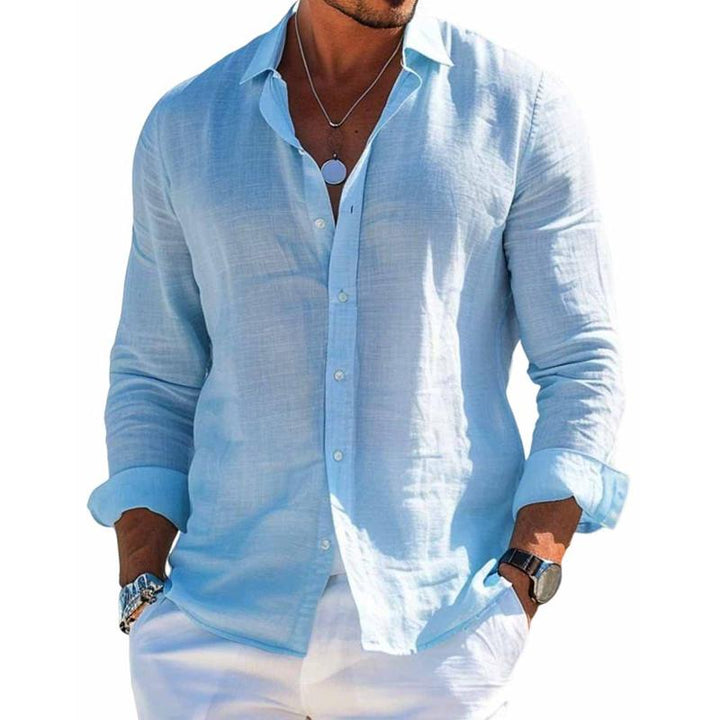Camicia da Uomo a Maniche Lunghe – Stile Casual e Tinta Unita