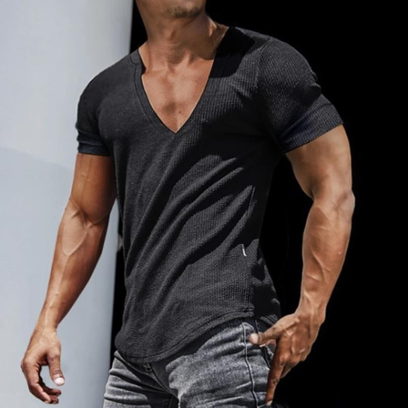 T-Shirt da Uomo Slim Fit – Scollo a V e Maniche Corte, Stile Sportivo