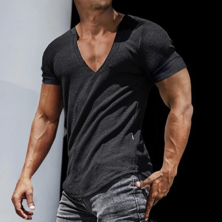 T-Shirt da Uomo Slim Fit – Scollo a V e Maniche Corte, Stile Sportivo