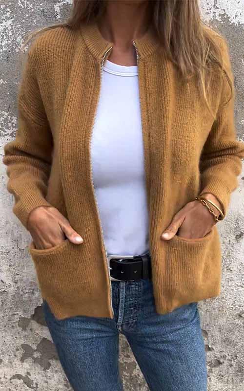 VIANELLA | Cardigan in Maglia Morbido con Zip
