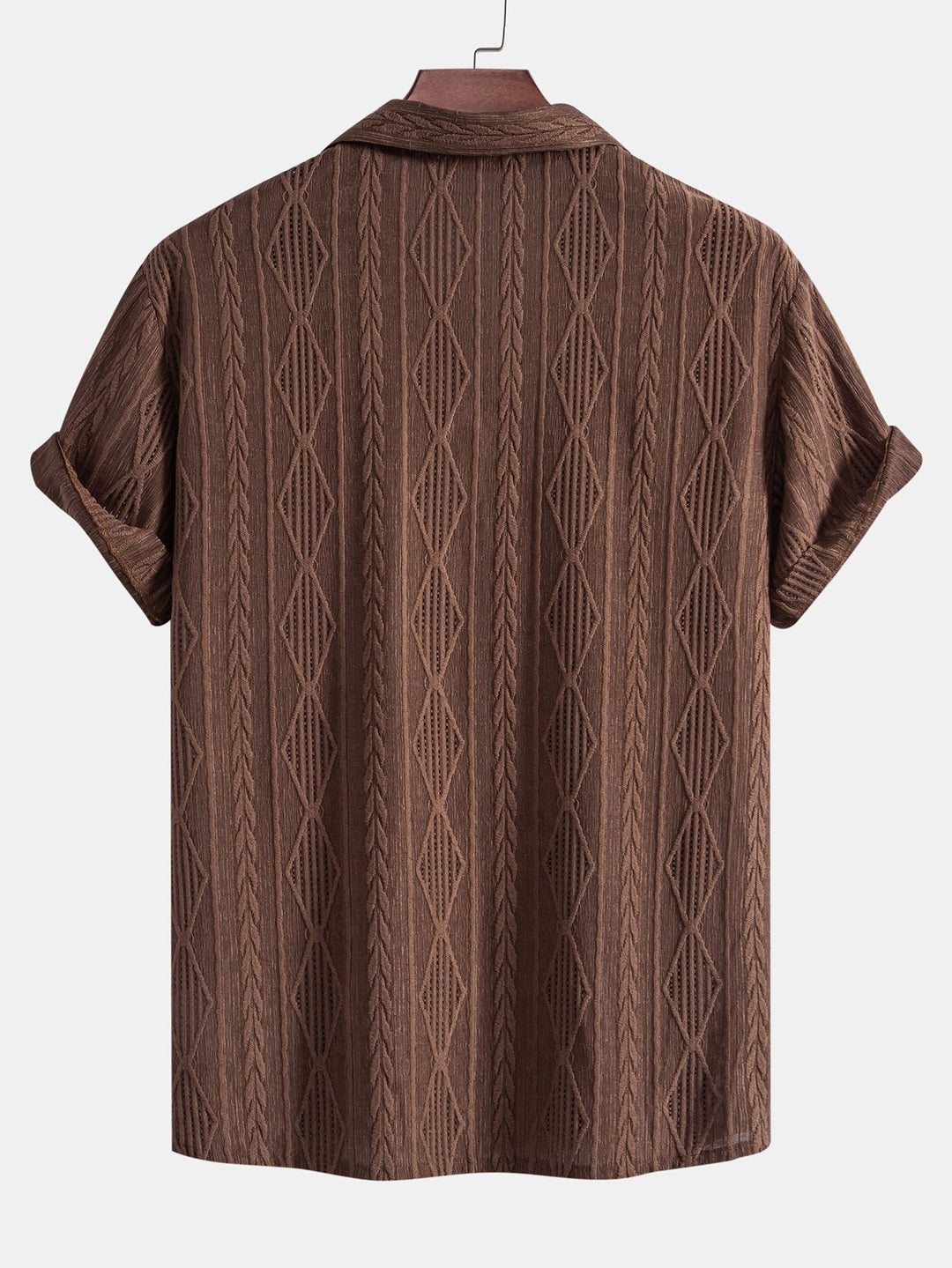 Completo Estivo con Camicia Jacquard Geometrica e Pantaloni in Lino