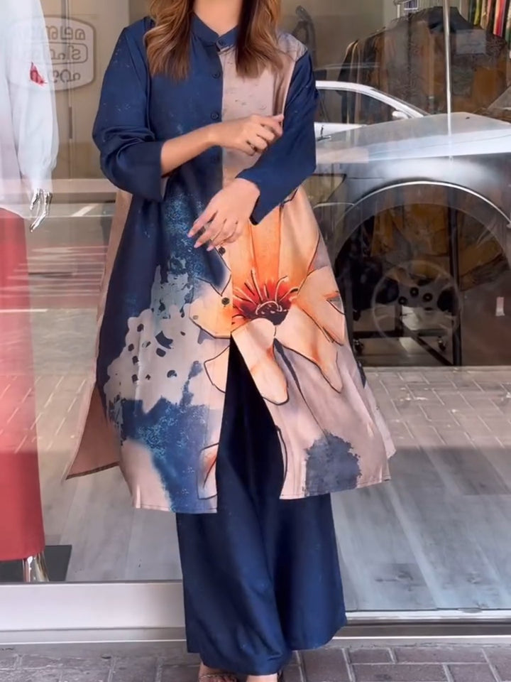 Completo Due Pezzi con Camicia Stampata e Pantaloni – Stile Casual