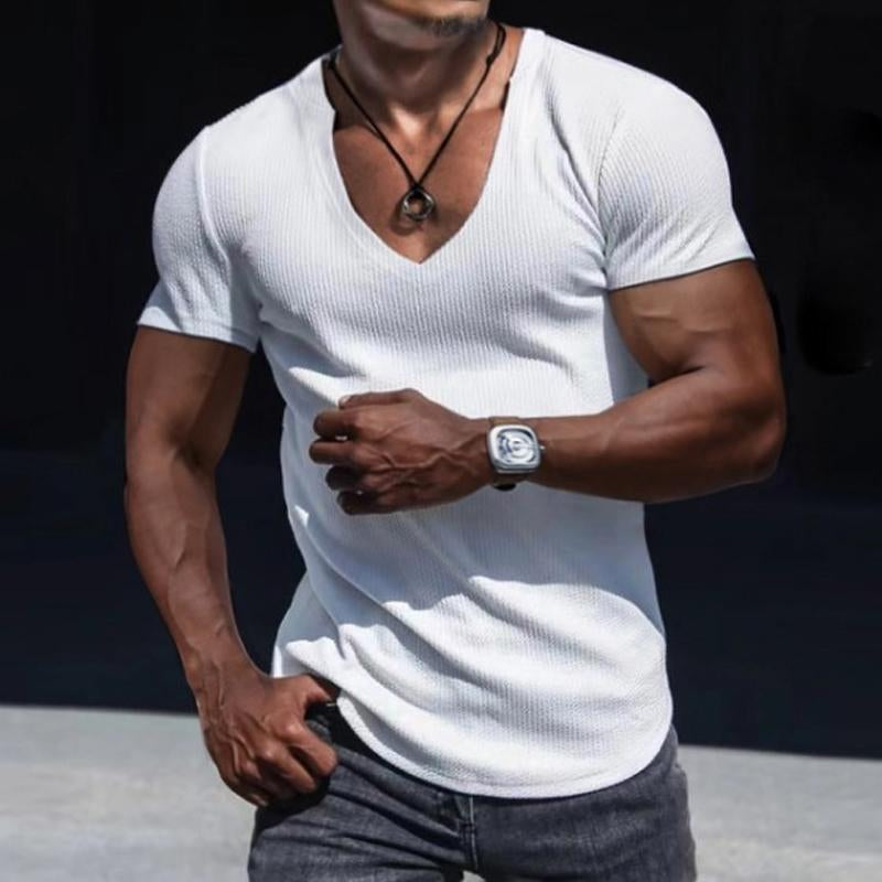 T-Shirt da Uomo Slim Fit – Scollo a V e Maniche Corte, Stile Sportivo
