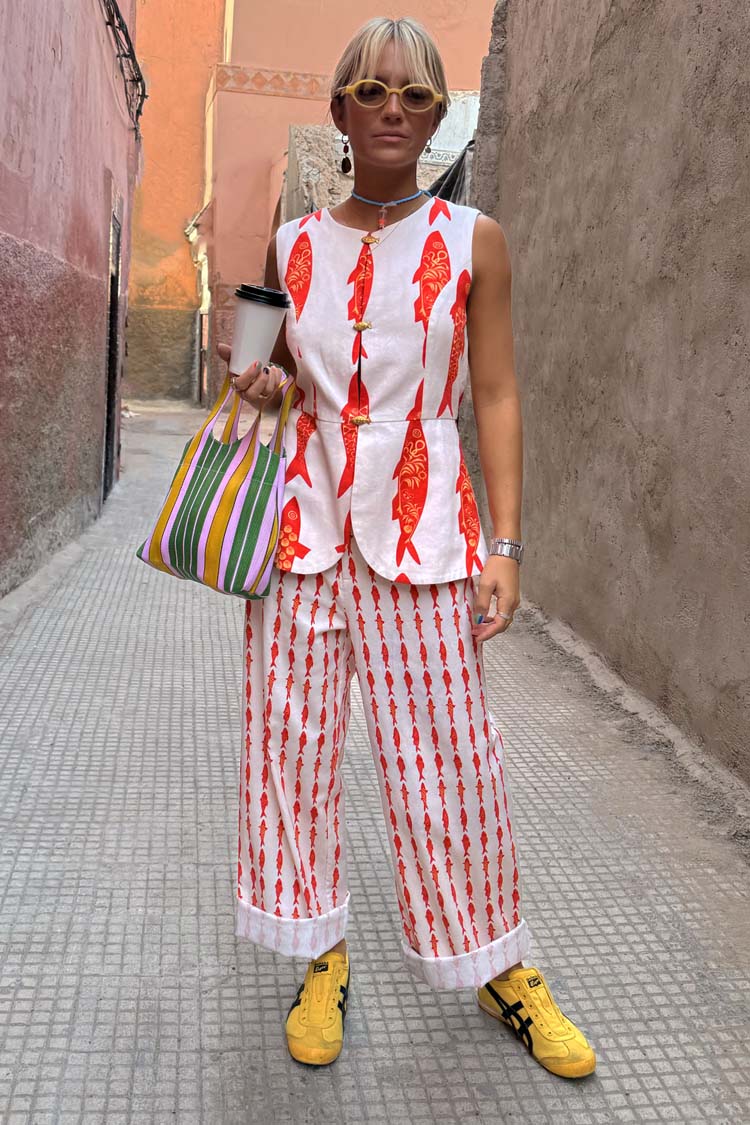Pantaloni Estivi a Vita Alta con Elastico Posteriore – Stampa Portafortuna