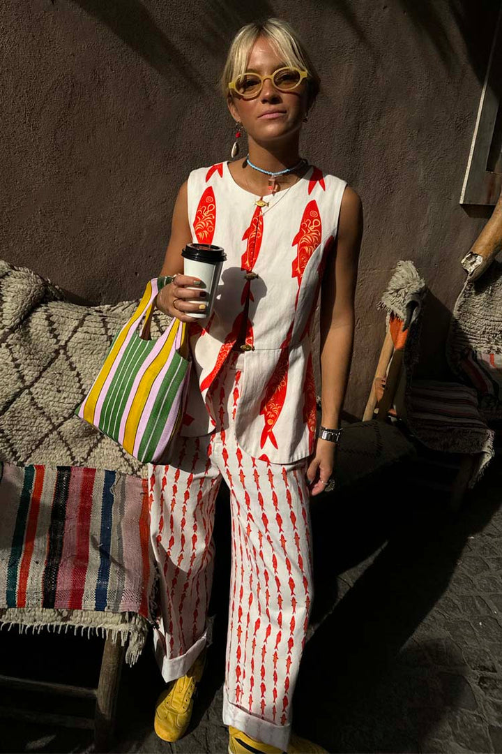 Pantaloni Estivi a Vita Alta con Elastico Posteriore – Stampa Portafortuna