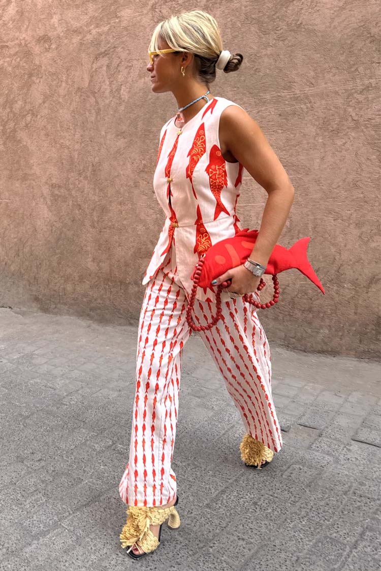 Pantaloni Estivi a Vita Alta con Elastico Posteriore – Stampa Portafortuna