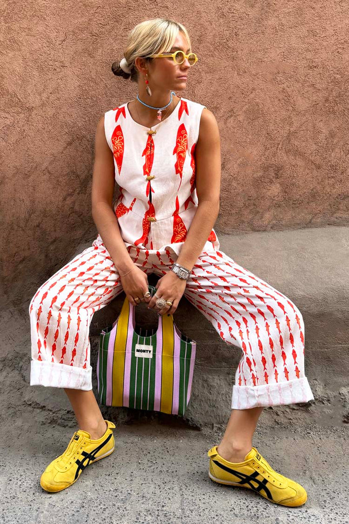 Pantaloni Estivi a Vita Alta con Elastico Posteriore – Stampa Portafortuna
