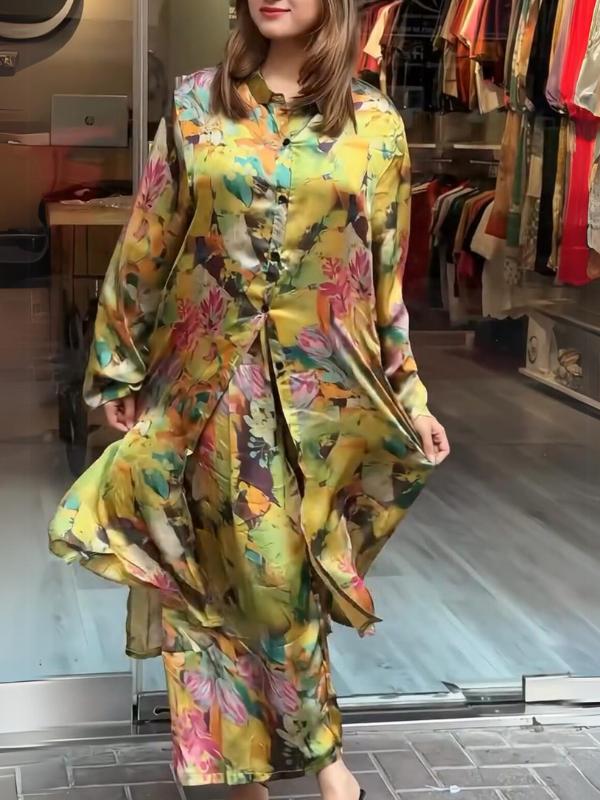 Completo Due Pezzi con Camicia Lunga a Bottoni e Pantaloni – Stile Casual
