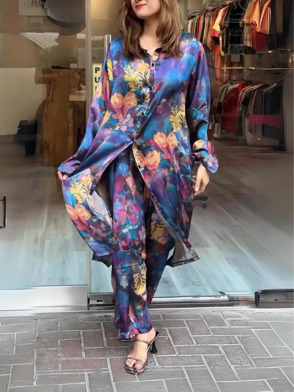 Completo Due Pezzi con Camicia Lunga a Bottoni e Pantaloni – Stile Casual