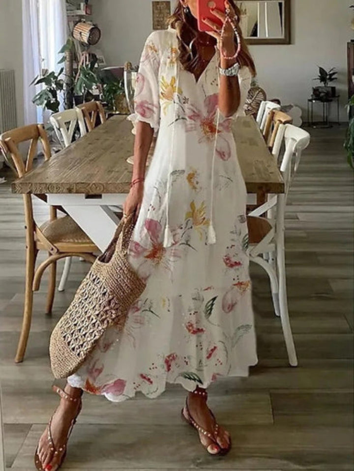 Andrea – Abito Boho Vintage con Scollo a V