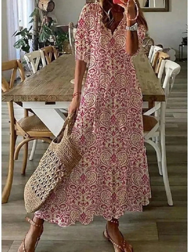 Andrea – Abito Boho Vintage con Scollo a V
