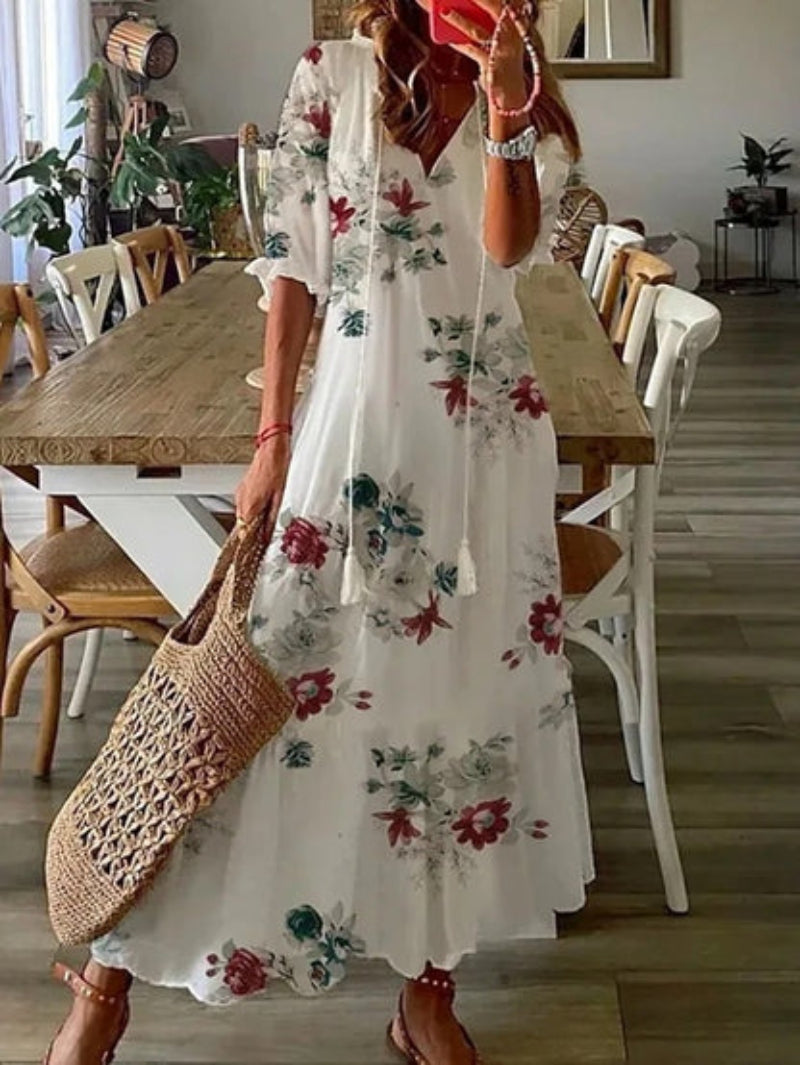 Andrea – Abito Boho Vintage con Scollo a V
